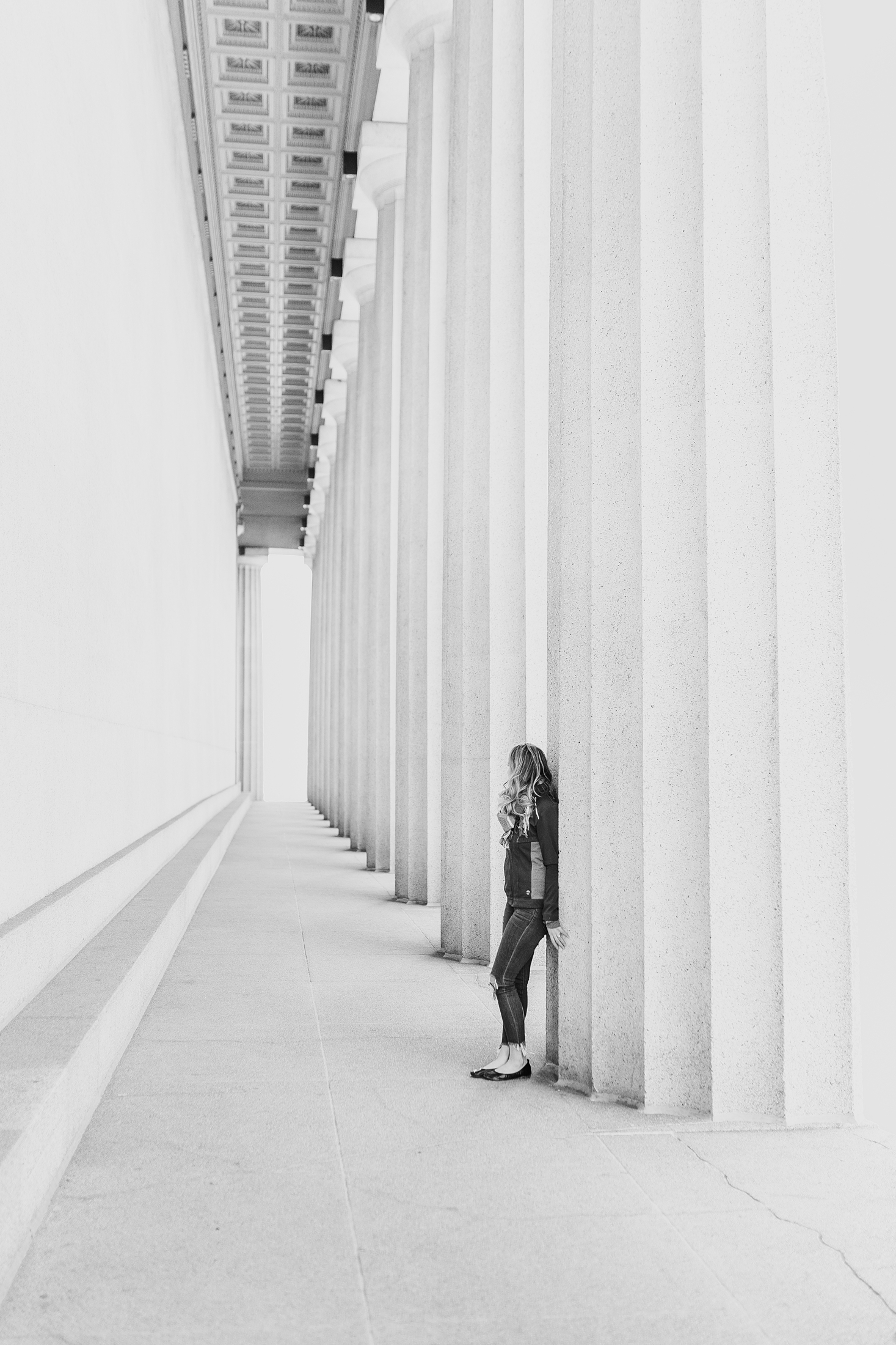 Standing in the outer hall of the Parthenon recreation in Nashville, Tennesse.