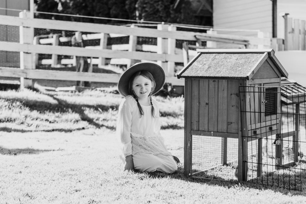 Girl with Chicks and Bunnies Puyallup Family Photos