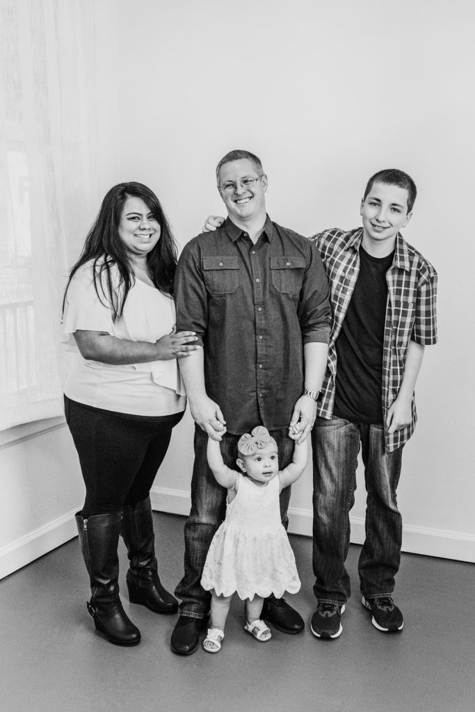 Black and White Family Portrait in Milton Portrait Photography Studio